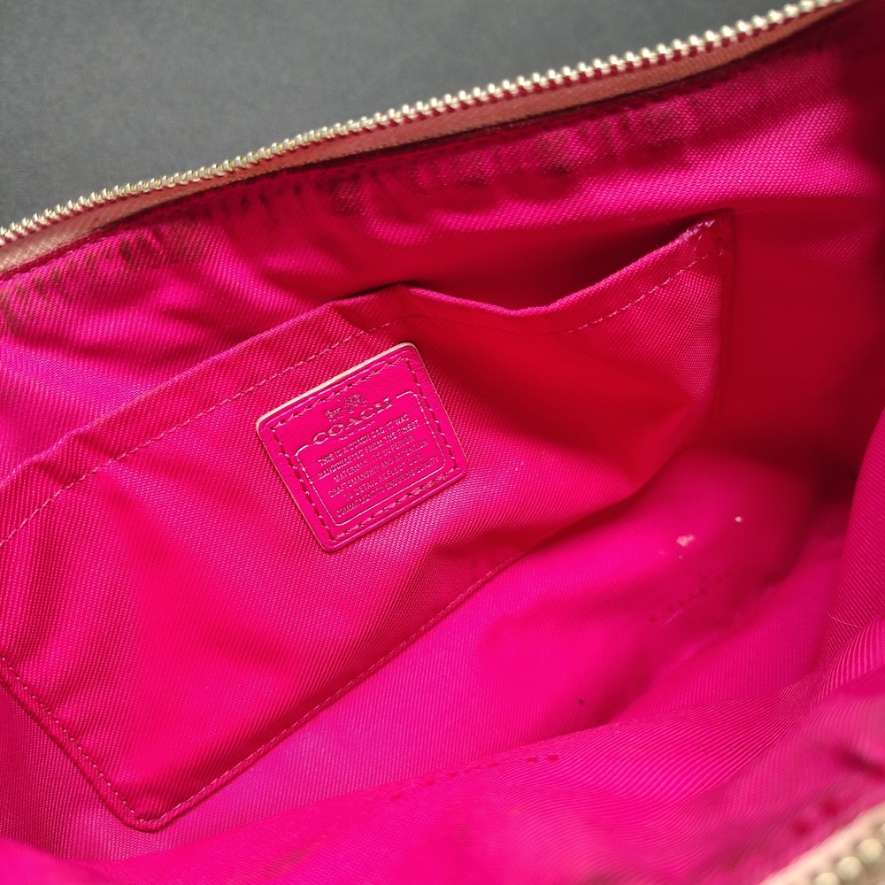 Coach Crossbody Bag Women Small Pink Floral Print Pebbled Leather Purse - Picture 9 of 9